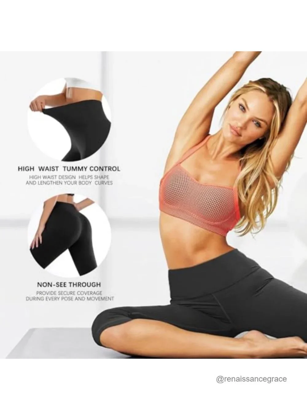 High Waisted Knee Length Capri Leggings 3 Pack Tummy Control Soft Stretchy